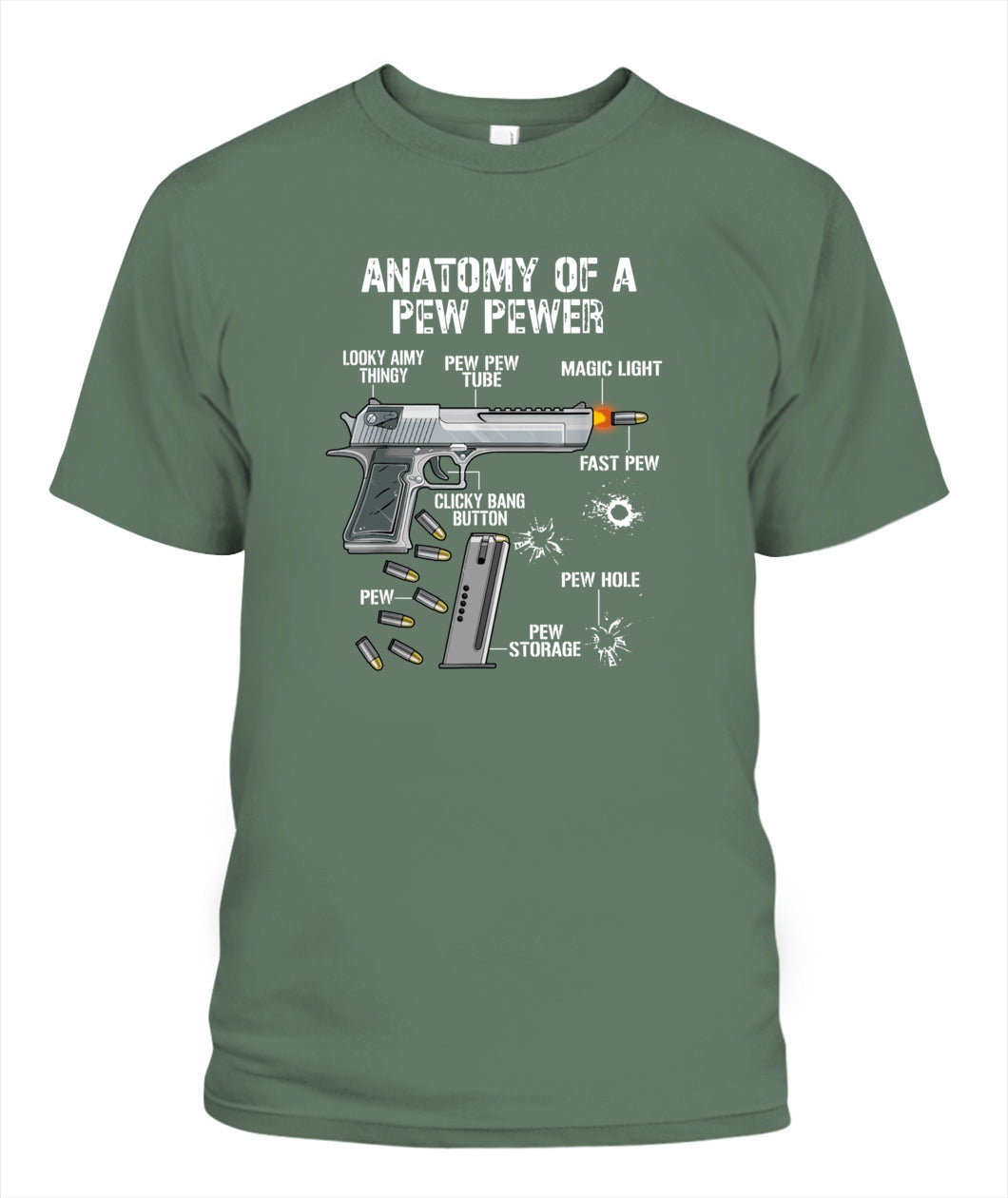 Funny Anatomy Of A Pew Pewer - Ammo Gun - Camiseta de enmienda T-Shirt
