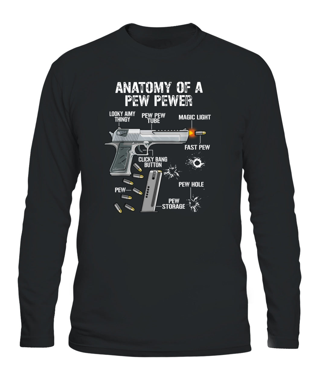 Funny Anatomy Of A Pew Pewer - Ammo Gun - Camiseta de enmienda T-Shirt